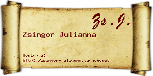 Zsingor Julianna névjegykártya